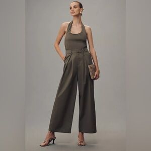 Anthropologie Flat White Halter Jumpsuit sz M 8-10 NWT